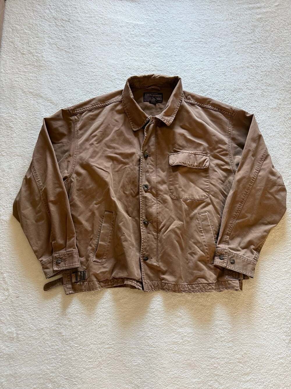 Vintage Abercrombie & Fitch Brown Canvas Utility Button Up Chore Jacket XL